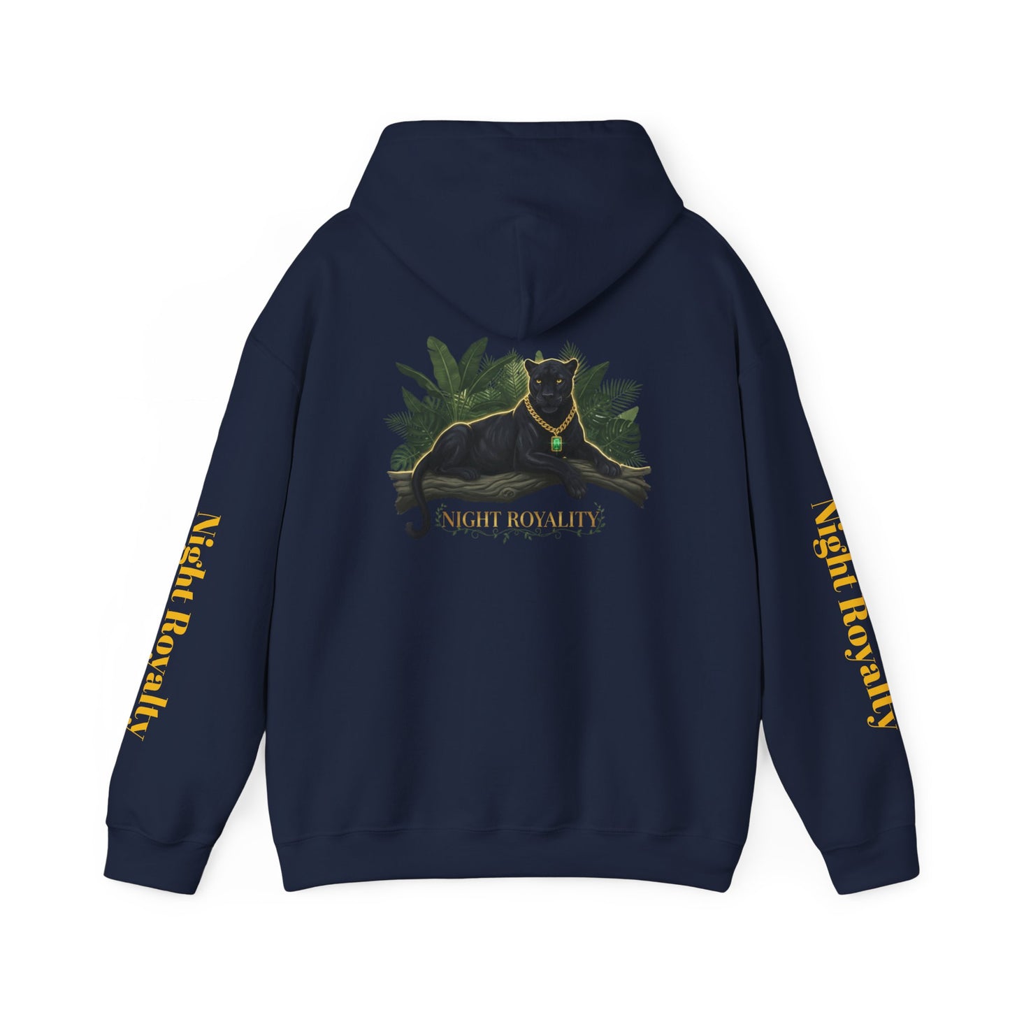 Black Panther 'Night Royalty' Hoodie – Gold Chain Cat Graphic Sweatshirt