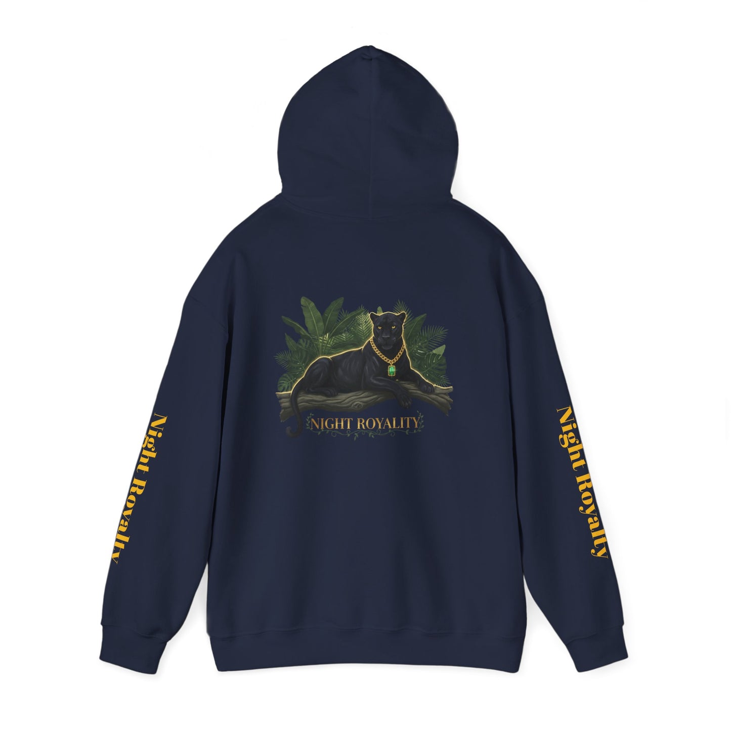 Black Panther 'Night Royalty' Hoodie – Gold Chain Cat Graphic Sweatshirt