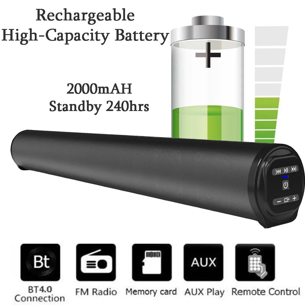 Bluetooth 5.3 Sound Bar Speaker Wired Wireless Surround Stereo Home Theater Audio with Subwoofer FM Radio RCA AUX TF Support - Merit Sell