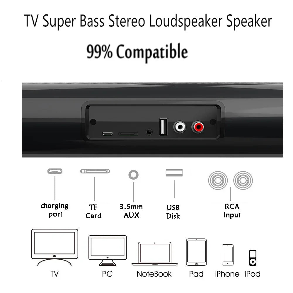Bluetooth 5.3 Sound Bar Speaker Wired Wireless Surround Stereo Home Theater Audio with Subwoofer FM Radio RCA AUX TF Support - Merit Sell