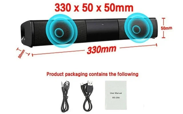 Bluetooth 5.3 Sound Bar Speaker Wired Wireless Surround Stereo Home Theater Audio with Subwoofer FM Radio RCA AUX TF Support - Merit Sell