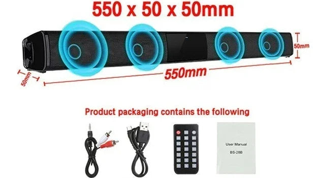 Bluetooth 5.3 Sound Bar Speaker Wired Wireless Surround Stereo Home Theater Audio with Subwoofer FM Radio RCA AUX TF Support - Merit Sell