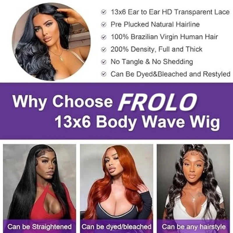 Body Wave Human Hair Wigs 13X6 Hd Lace Frontal Wig 250 Density 40 Inch Lace Front Human Hair Wigs Brazilian Wigs For Black Women - Merit Sell