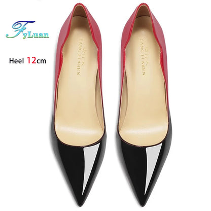 Brand New Sexy V Cut Lady Stiletto 6-12cm Multi Color Customized Fashion Pumps Red Black Gradient Pointed Toe Celebrity Shoes - Merit Sell