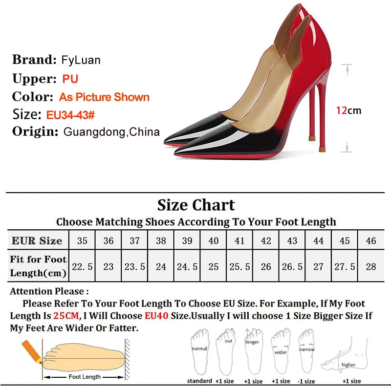 Brand New Sexy V Cut Lady Stiletto 6-12cm Multi Color Customized Fashion Pumps Red Black Gradient Pointed Toe Celebrity Shoes - Merit Sell
