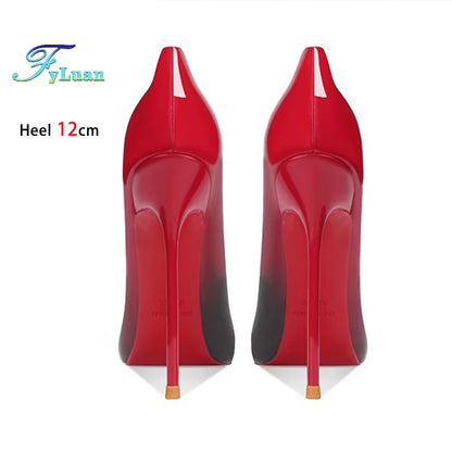 Brand New Sexy V Cut Lady Stiletto 6-12cm Multi Color Customized Fashion Pumps Red Black Gradient Pointed Toe Celebrity Shoes - Merit Sell