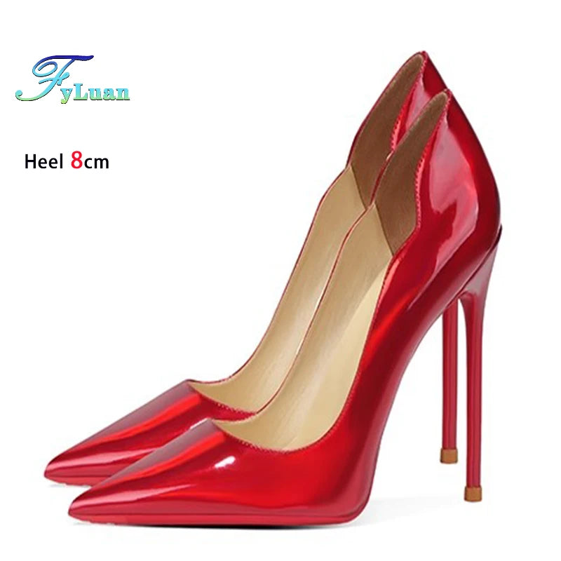 Brand New Sexy V Cut Lady Stiletto 6-12cm Multi Color Customized Fashion Pumps Red Black Gradient Pointed Toe Celebrity Shoes - Merit Sell