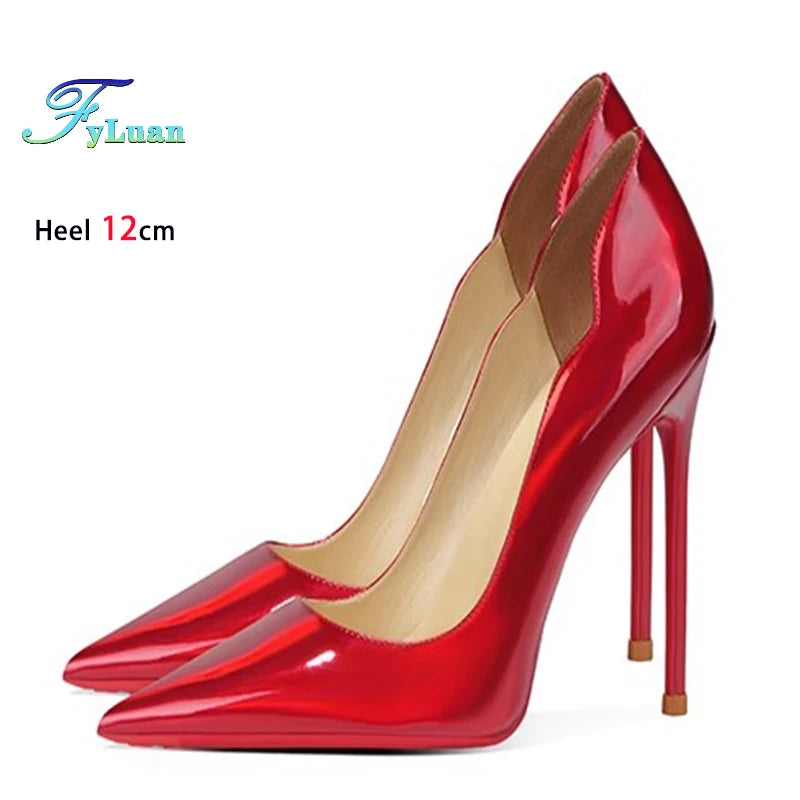 Brand New Sexy V Cut Lady Stiletto 6-12cm Multi Color Customized Fashion Pumps Red Black Gradient Pointed Toe Celebrity Shoes - Merit Sell