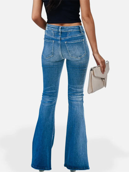 Button Fly Bootcut Jeans with Pockets - Merit Sell