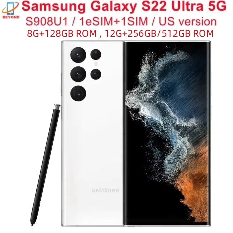 C Samsung Galaxy S22 Ultra 5G S908U S22U 6.8" ROM 128GB/256/512GB RAM 8GB/12GB Snapdragon 8 NFC S Pen Unlocked Smart Cell Phone - Merit Sell
