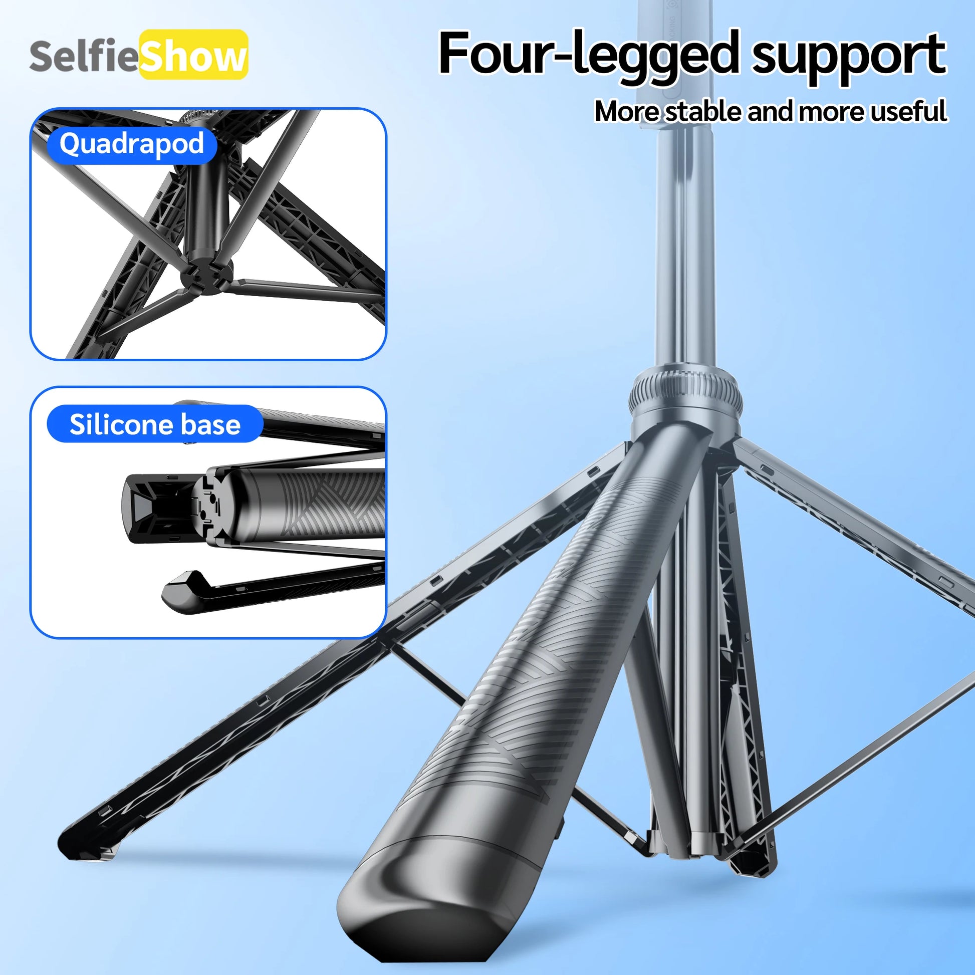C17 Tripod 360°Auto-Rotation AI Tracking Remote Control Bluetooth Shooting Quadrapod Selfie Stick Stabilizer Optional Fill Light - Merit Sell