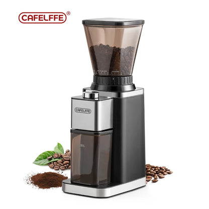 Cafelffe-Electric Smart Burr Mill, Coffee Bean Grinder with 48 Grind Settings, Fully Automatic Grinder, Adjustable Grinding - Merit Sell