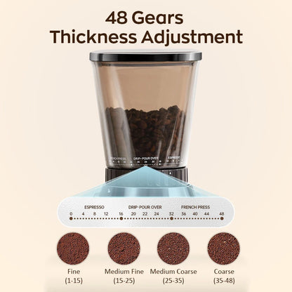 Cafelffe-Electric Smart Burr Mill, Coffee Bean Grinder with 48 Grind Settings, Fully Automatic Grinder, Adjustable Grinding - Merit Sell