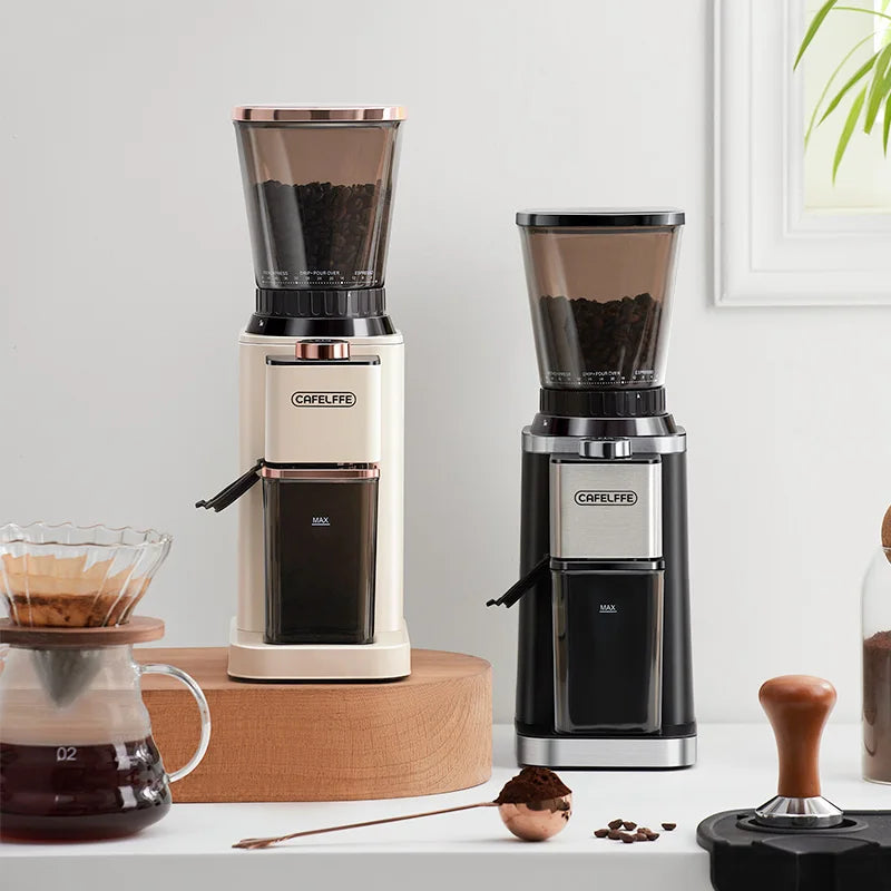 Cafelffe-Electric Smart Burr Mill, Coffee Bean Grinder with 48 Grind Settings, Fully Automatic Grinder, Adjustable Grinding - Merit Sell