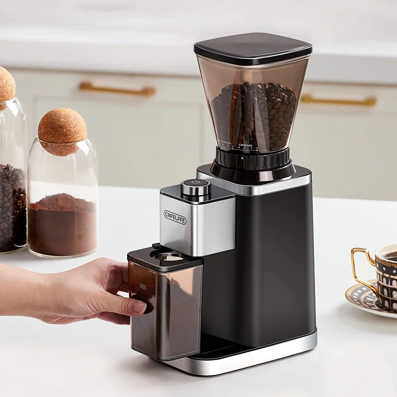 Cafelffe-Electric Smart Burr Mill, Coffee Bean Grinder with 48 Grind Settings, Fully Automatic Grinder, Adjustable Grinding - Merit Sell