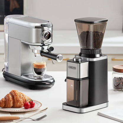 Cafelffe-Electric Smart Burr Mill, Coffee Bean Grinder with 48 Grind Settings, Fully Automatic Grinder, Adjustable Grinding - Merit Sell