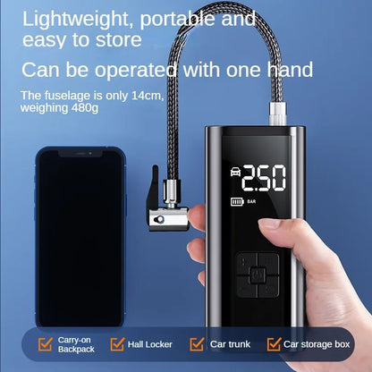Car Air Pump Wired/Wireless Protable Car Air Compressor 150PSI Tire Inflation Pump for Motorcycle Bicycle Car Tire Ball Inflator - Merit Sell SPECIFICATIONSBrand Name: HELLOLEIBOOChoice: yesHigh-concerned chemical: NoneItem Height: 8Item Length: 19.6Item Type: PUMPSItem Weight: 0.6Item Width: 16.5Material: ABSOrigin: Mainland ChinaVoltage: 12V/7.4V