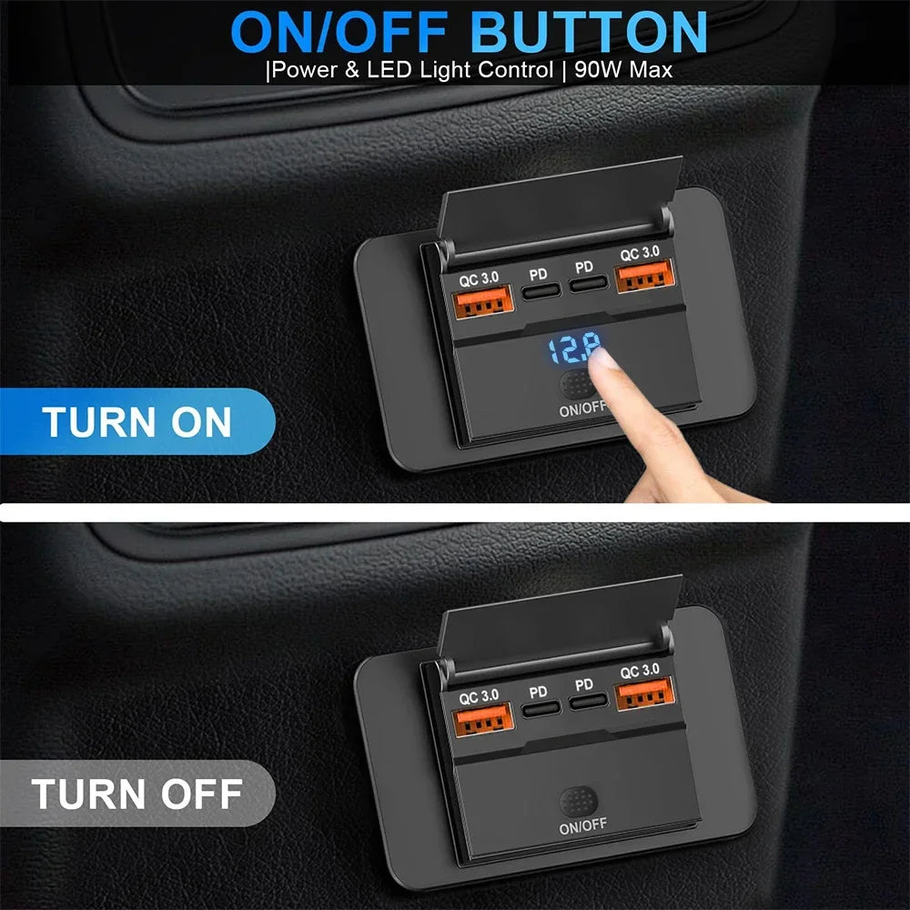 Car Charger Socket Adapter with Switch, 2-4-Ports Charging Splitter, Outlet for Bus, RV, ATV,Truck,Boat,Outlet,12V,24V, PD,QC3.0 - Merit Sell