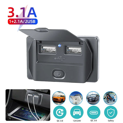 Car Charger Socket Adapter with Switch, 2-4-Ports Charging Splitter, Outlet for Bus, RV, ATV,Truck,Boat,Outlet,12V,24V, PD,QC3.0 - Merit Sell