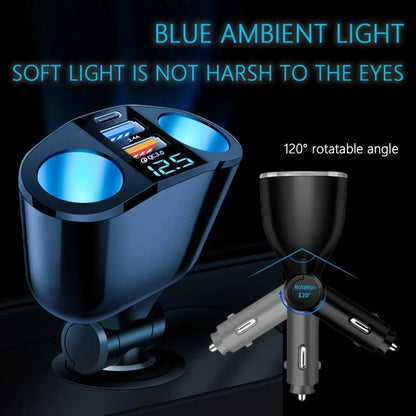 Car Cigarette Lighter Socket Splitter PD QC3.0 12V-24V 2 USB Charger C Ports 2.4A Fast Charging Car Charger for Mobile Phone DVR - Merit Sell