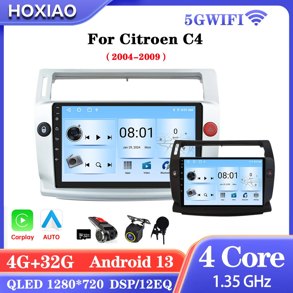 Car Radio For For Citroen C4 C-Triomphe Quatre 2004 2005-2009 Wireless CarPlay Android Auto DSP Car Multimedia GPS DVR autorad - Merit Sell