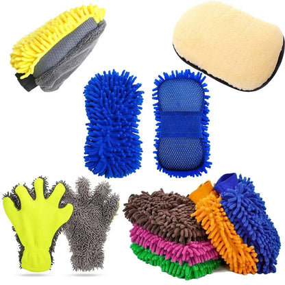 Car Wash Gloves Chenille Coral Fleece Gloves Washing Wiper Car Thick Cleaning Mitt Wax Detailing Brush Auto Care Glove - Merit Sell