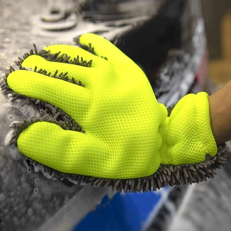 Car Wash Gloves Chenille Coral Fleece Gloves Washing Wiper Car Thick Cleaning Mitt Wax Detailing Brush Auto Care Glove - Merit Sell