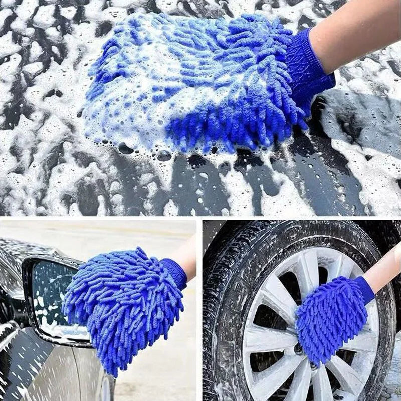Car Wash Gloves Chenille Coral Fleece Gloves Washing Wiper Car Thick Cleaning Mitt Wax Detailing Brush Auto Care Glove - Merit Sell