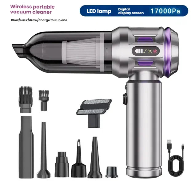 Car vacuum cleaner: multi-functional, handheld, brushless, dual-purpose, all-in-one, suitable for home use, with inflation and d - Merit Sell