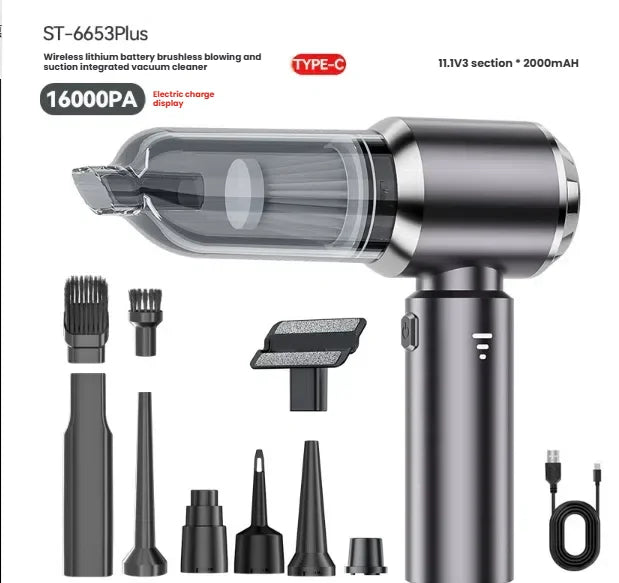 Car vacuum cleaner: multi-functional, handheld, brushless, dual-purpose, all-in-one, suitable for home use, with inflation and d - Merit Sell