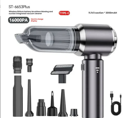 Car vacuum cleaner: multi-functional, handheld, brushless, dual-purpose, all-in-one, suitable for home use, with inflation and d - Merit Sell