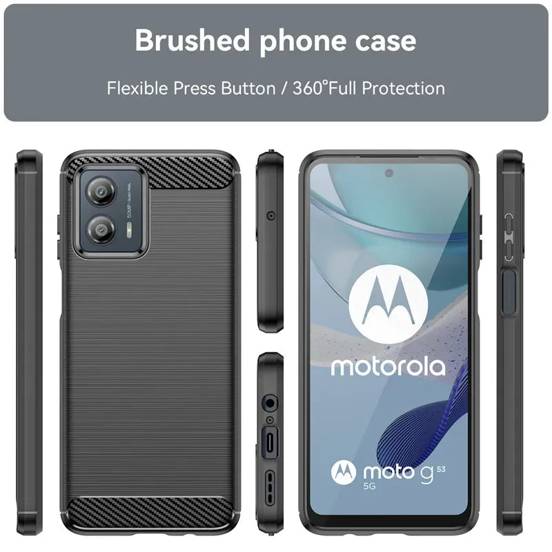Carbon Fiber Texture TPU Case for Motorola Moto E13 E22 E22i E32 Edge 40 Neo 30 Fusion Shockproof Protective Cover Funda - Merit Sell