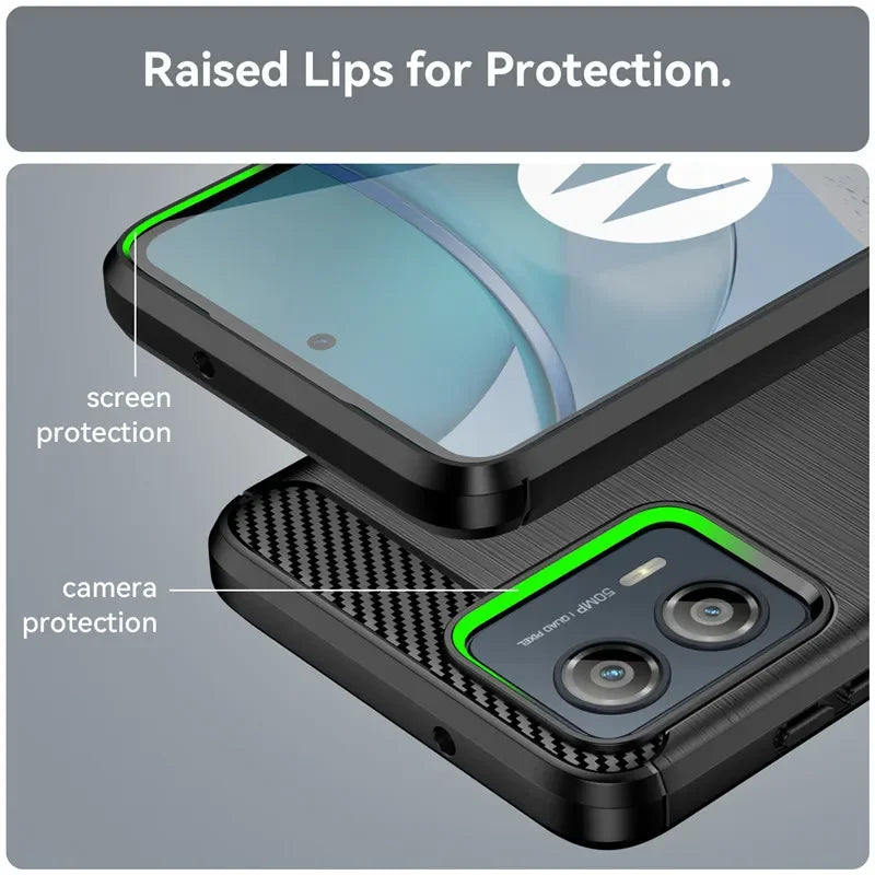 Carbon Fiber Texture TPU Case for Motorola Moto E13 E22 E22i E32 Edge 40 Neo 30 Fusion Shockproof Protective Cover Funda - Merit Sell