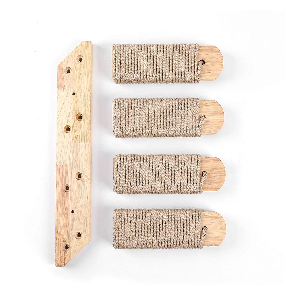 Cat Climbing Shelf Wall Mounted Four Step Stairway With Sisal Scratching Post For Cats Tree Tower Platform Jumping Pet Furniture - Merit Sell