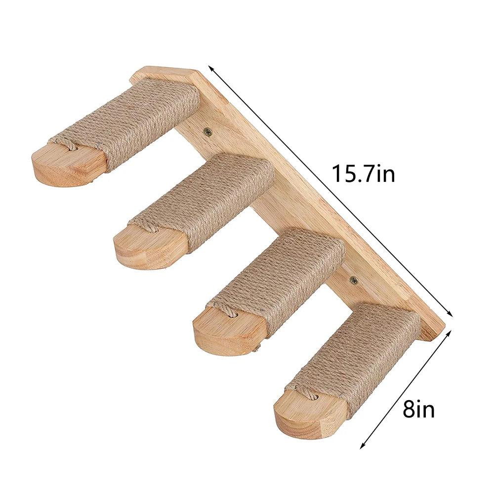 Cat Climbing Shelf Wall Mounted Four Step Stairway With Sisal Scratching Post For Cats Tree Tower Platform Jumping Pet Furniture - Merit Sell