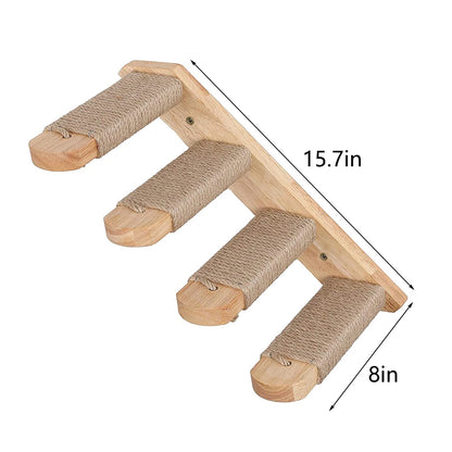 Cat Climbing Shelf Wall Mounted Four Step Stairway With Sisal Scratching Post For Cats Tree Tower Platform Jumping Pet Furniture - Merit Sell