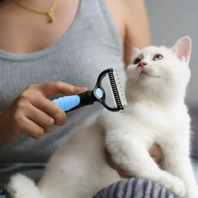 Cat Hair Removal Comb Dog Hair Removal Brush Stainless Steel Double Sided Pet Grooming Brush Removing Tangles Cat Accessories - Merit Sell