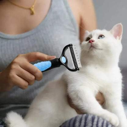 Cat Hair Removal Comb Dog Hair Removal Brush Stainless Steel Double Sided Pet Grooming Brush Removing Tangles Cat Accessories - Merit Sell