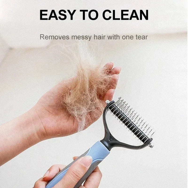 Cat Hair Removal Comb Dog Hair Removal Brush Stainless Steel Double Sided Pet Grooming Brush Removing Tangles Cat Accessories - Merit Sell