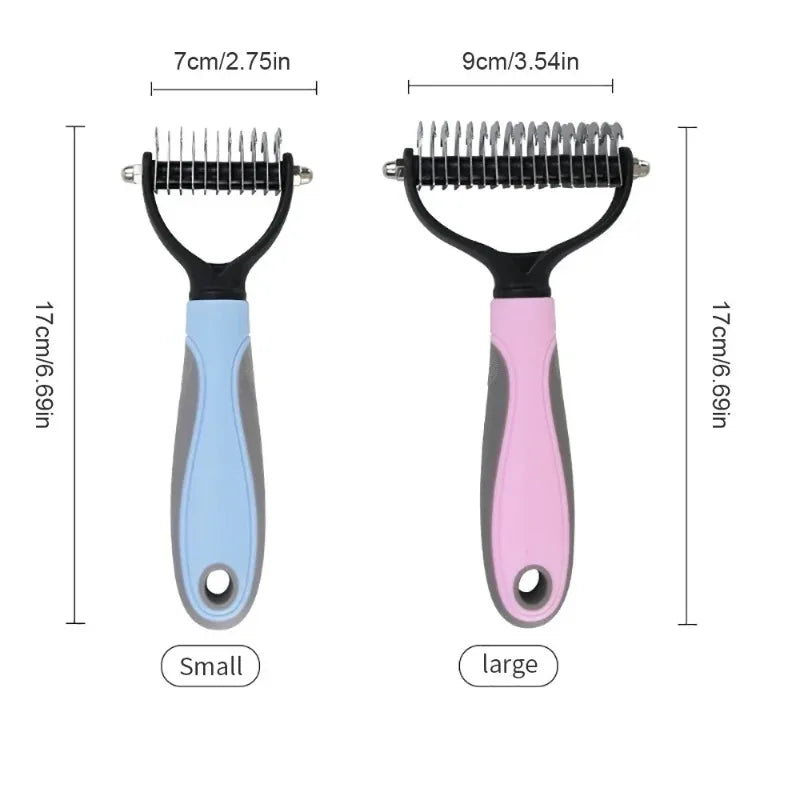Cat Hair Removal Comb Dog Hair Removal Brush Stainless Steel Double Sided Pet Grooming Brush Removing Tangles Cat Accessories - Merit Sell