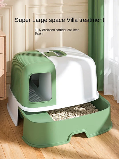 Cat Litter Box Fully Enclosed Oversized Hallway Supply Tray Oversized Long Aisle Drawer Pet Toilet Furniture Supplies - Merit Sell