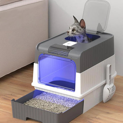 Cat Litter Box Large Rechargeable Self-cleaning Litter Box for Cat Fully Enclosed Toilet Large Capacity Cat Products - Merit Sell