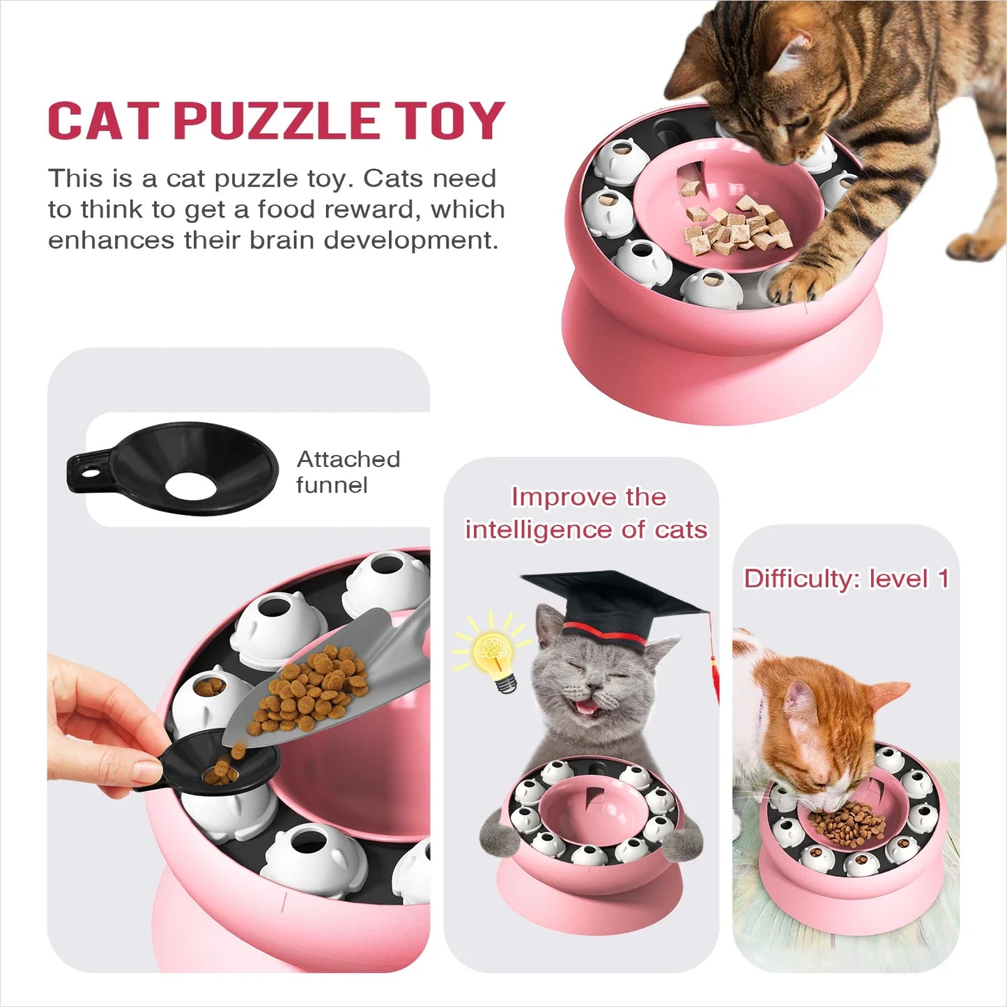 Cat Toys Slow Feeder Cat Bowl Interactive for Indoor Cats Cat Puzzle Feeder Pet Toy for Aid Pets Digestion & Mental Stimulation - Merit Sell