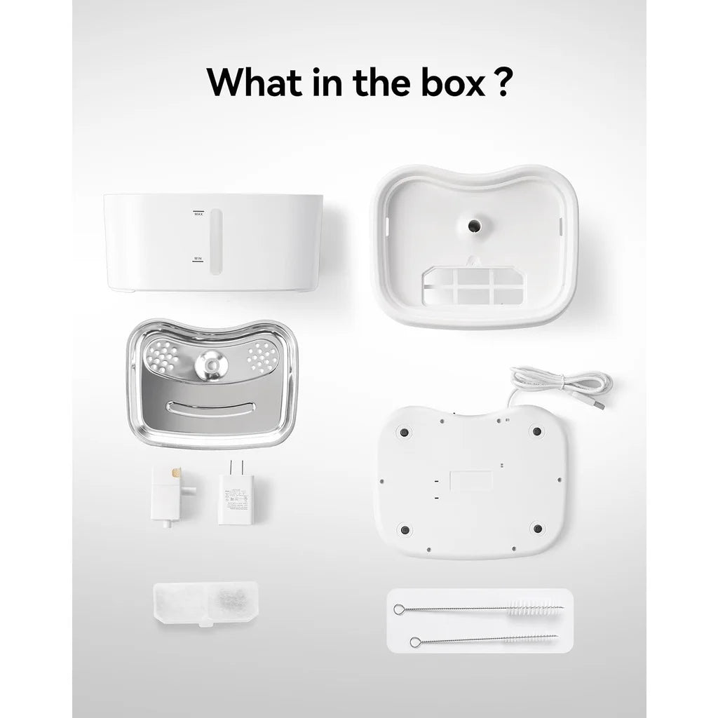 Cat Water Fountain with APP Wireless Connected 84oz/2.5L Automatic Pet Water Fountain with Stainless Steel Tray Weight Sensor - Merit Sell