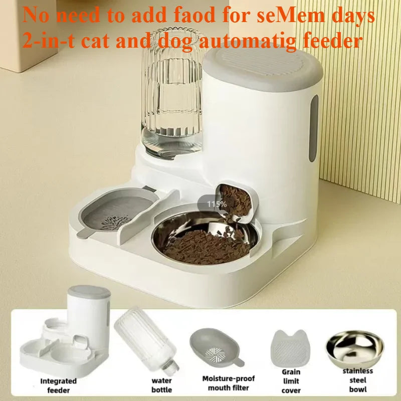 Cat bowl automatic feeder for cats, dogs, pets, water dispensers, integrated cat bowl, cat food basin, dogs, eating, drinking wa - Merit Sell