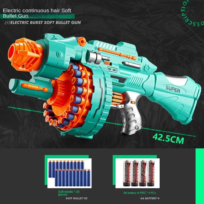 Children's Electric Continuous Shooting Gatling Toy Gun Suction Cup Soft Bullet Gun Explosion Nerfs gun BB Guns Gifts for Kids - Merit Sell