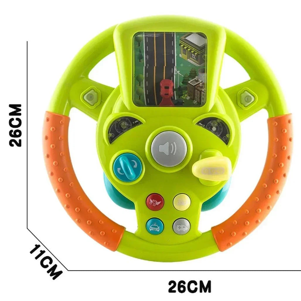 Children's Steering Wheel Toy Simulation Cab Electric Baby Stroller Early Education Puzzle Game Christmas Gift - Merit Sell