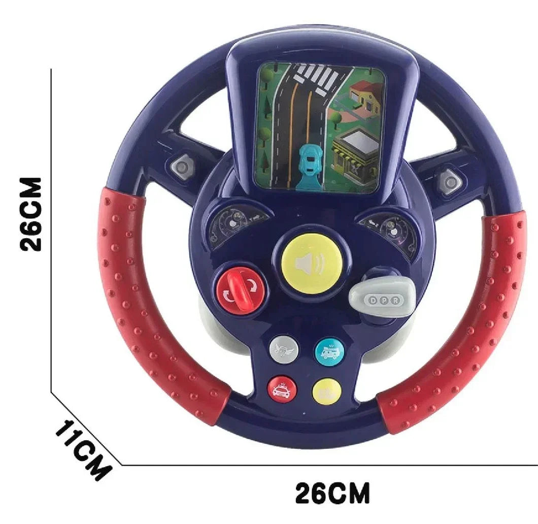 Children's Steering Wheel Toy Simulation Cab Electric Baby Stroller Early Education Puzzle Game Christmas Gift - Merit Sell
