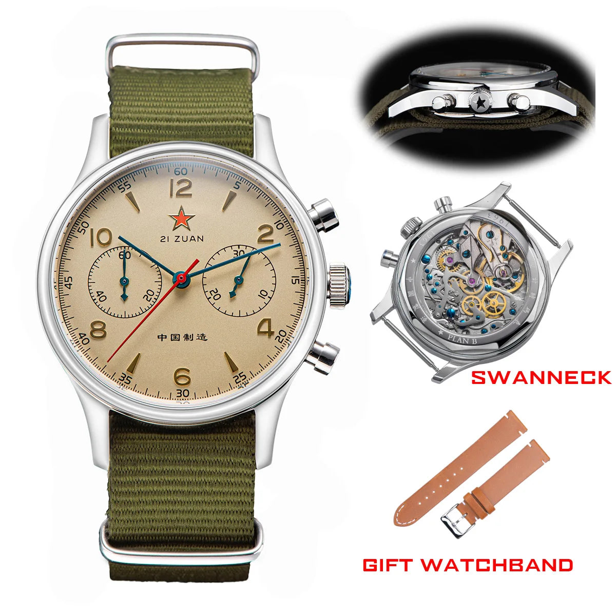 China 1963 Polit Chronograph Watch 40mm Aviation for Men Original ST1901 Movement Gooseneck Mechanical Sapphire 38 Reloj Homber - Merit Sell