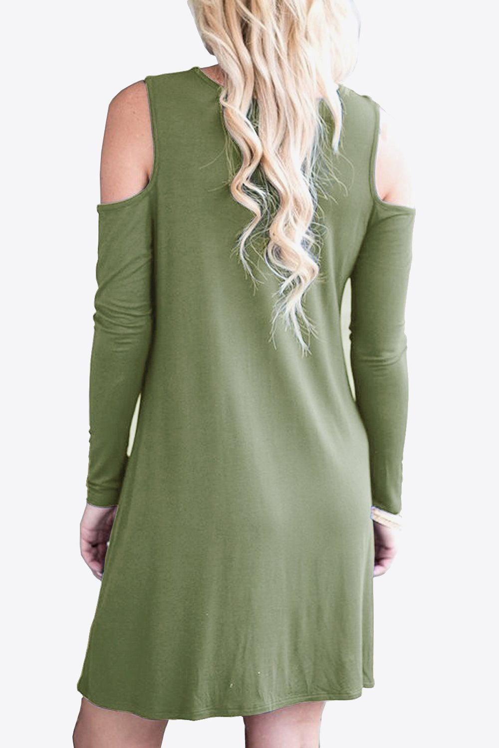 Cold-Shoulder Long Sleeve Round Neck Dress - Merit Sell